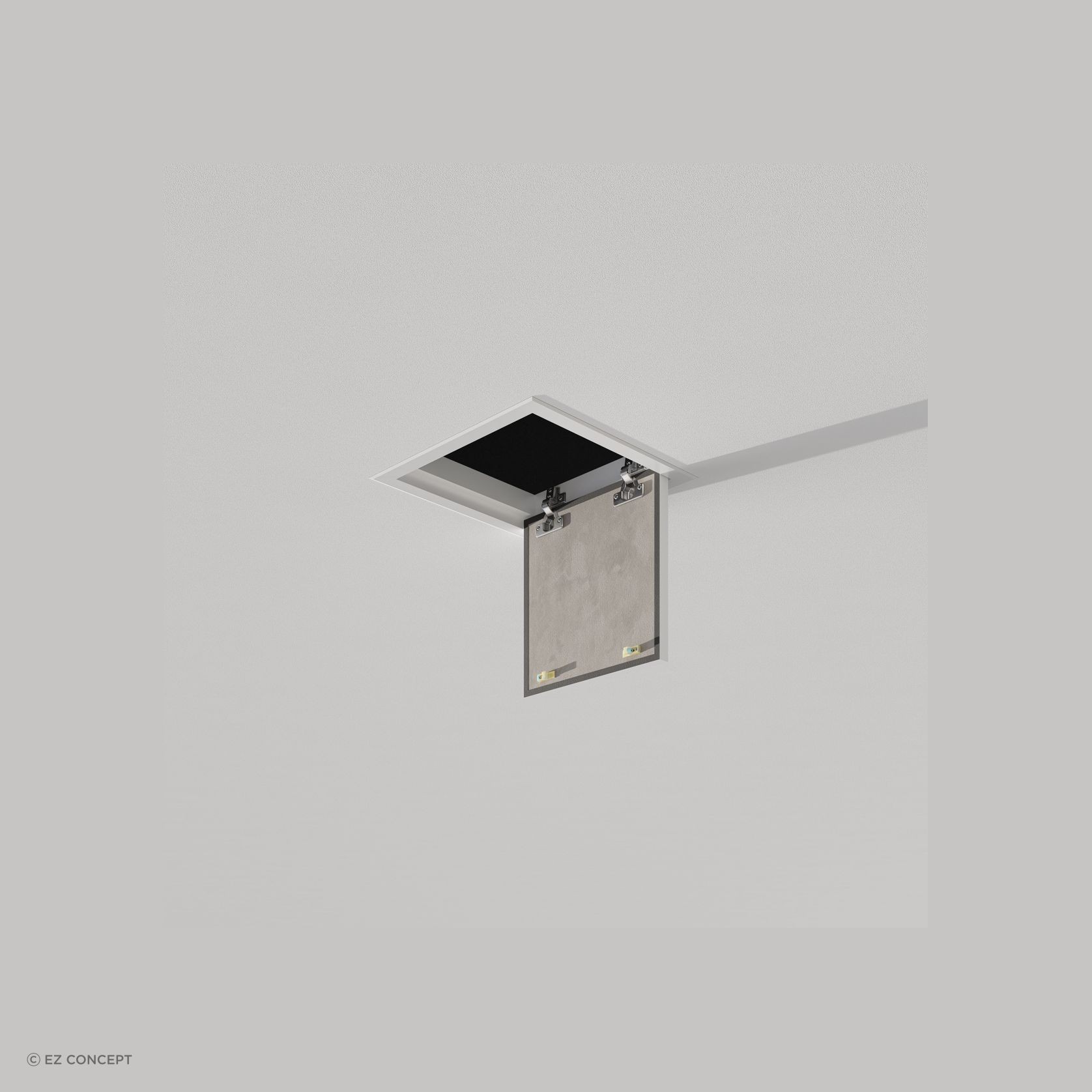 EZ Concept AccessDor Access Panel with MDF door installed on a white ceiling