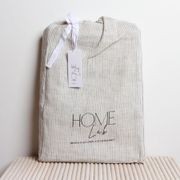 100% French Flax Linen fitted Cot Sheet- Charcoal Pinstripe gallery detail image