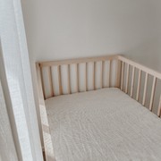 100% French Flax Linen fitted Cot Sheet- Charcoal Pinstripe gallery detail image