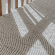 100% French Flax Linen fitted Cot Sheet- Charcoal Pinstripe gallery detail image