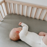 100% French Flax Linen fitted Cot Sheet- Lichen gallery detail image
