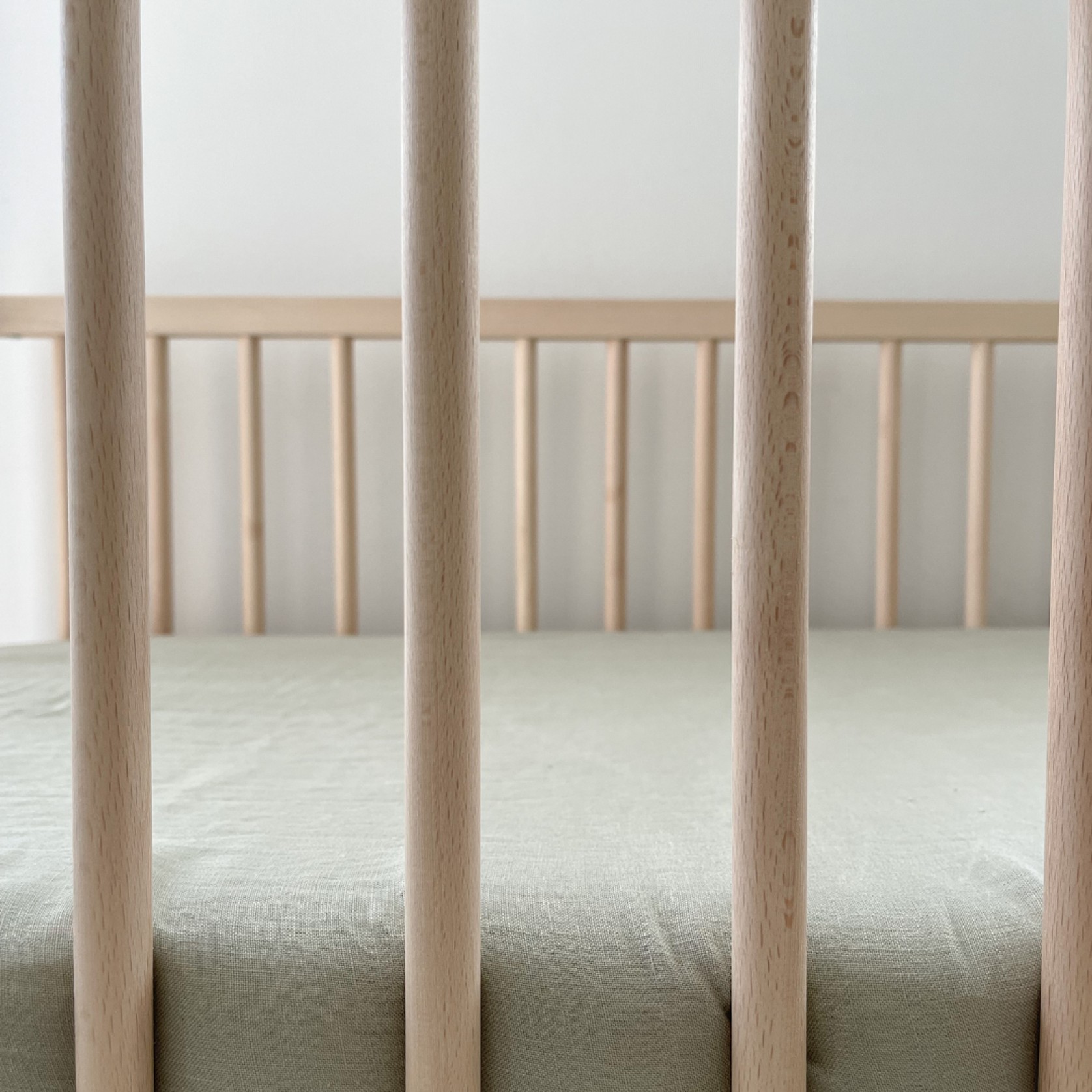 100% French Flax Linen fitted Cot Sheet- Sage gallery detail image