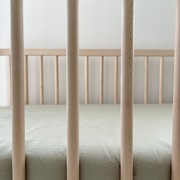 100% French Flax Linen fitted Cot Sheet- Sage gallery detail image