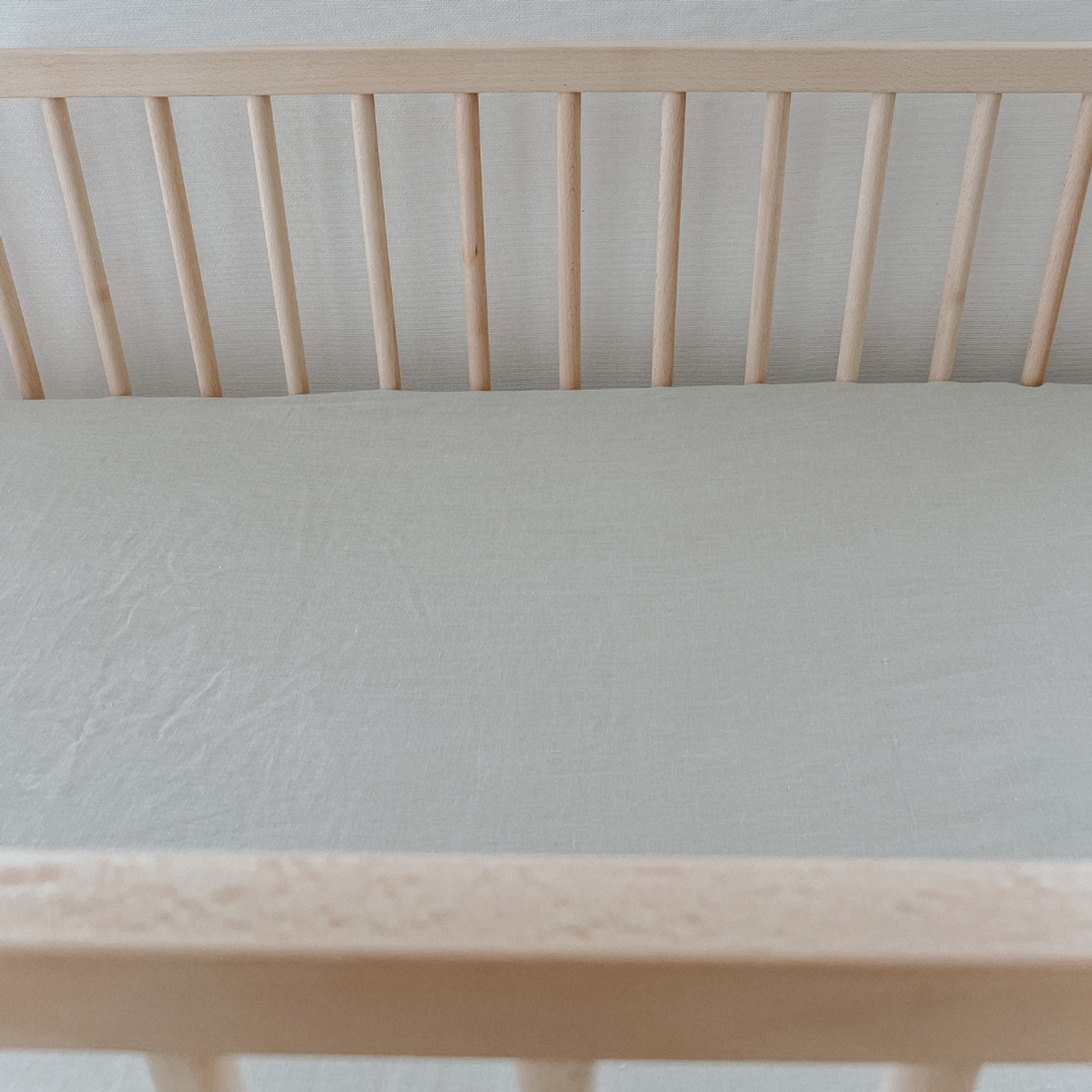 100% French Flax Linen fitted Cot Sheet- Sage gallery detail image