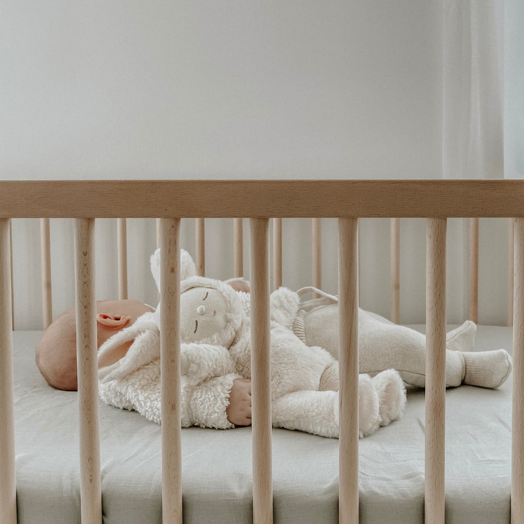 100% French Flax Linen fitted Cot Sheet- Sage gallery detail image