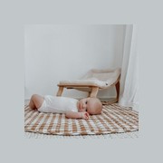 100% French Flax Linen Playmat (Reversible)- Ginger Gingham/Ginger gallery detail image