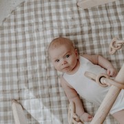 100% French Flax Linen Playmat- Natural Gingham gallery detail image