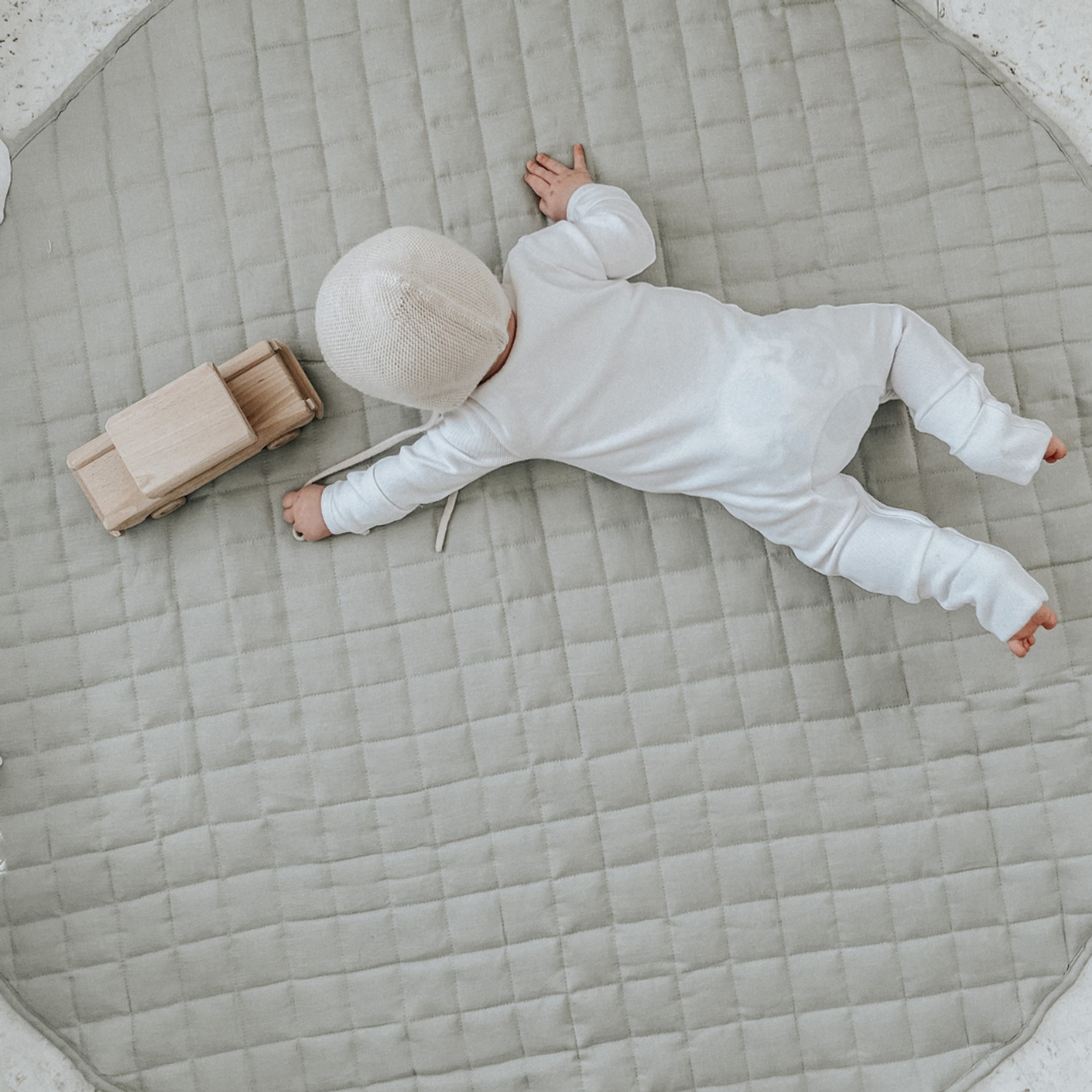 100% French Flax Linen Playmat- Sage gallery detail image