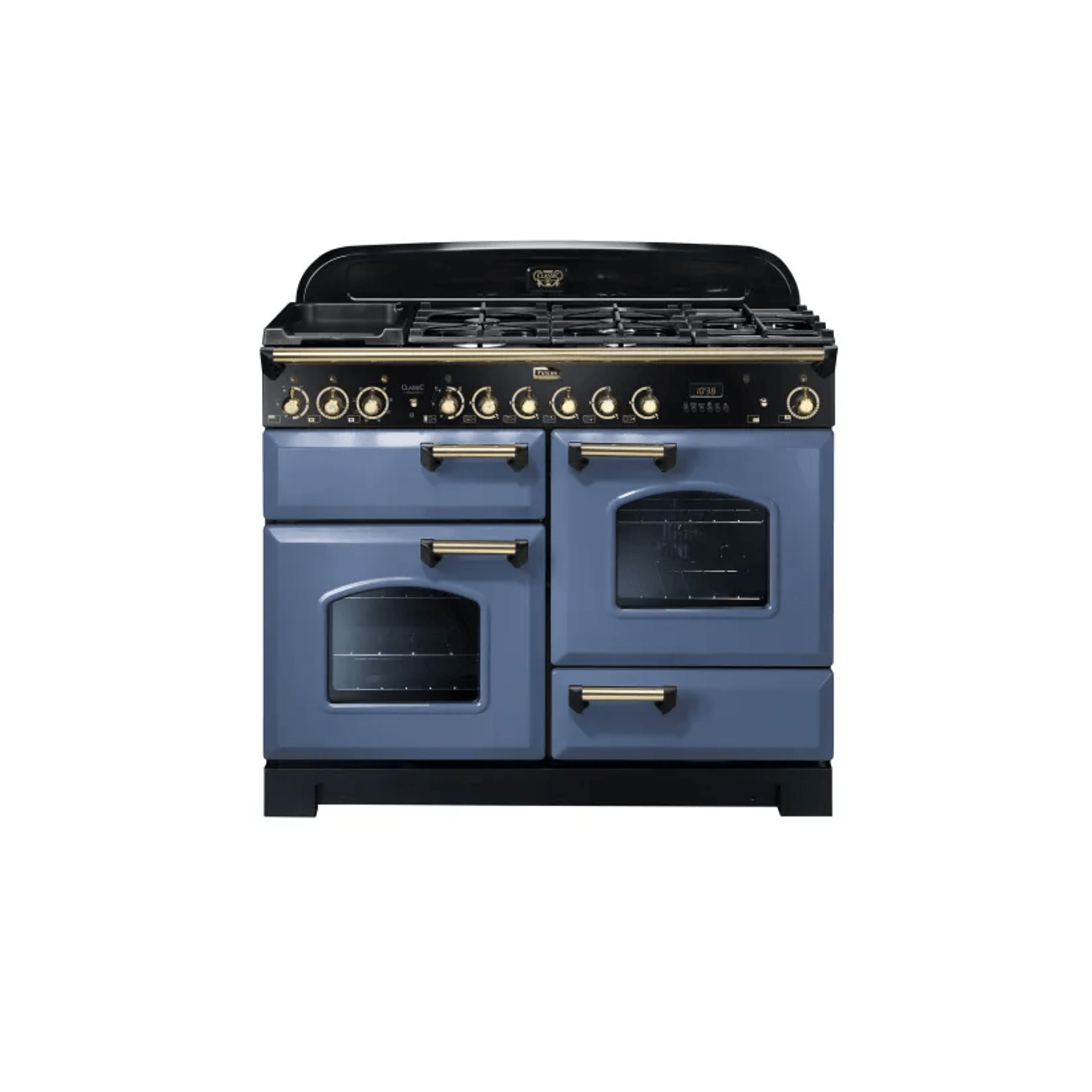 110cm Classic Deluxe 5 Burner Dual Fuel Range Cooker - Blue Stone/Brass gallery detail image