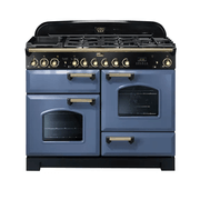110cm Classic Deluxe 5 Burner Dual Fuel Range Cooker - Blue Stone/Brass gallery detail image