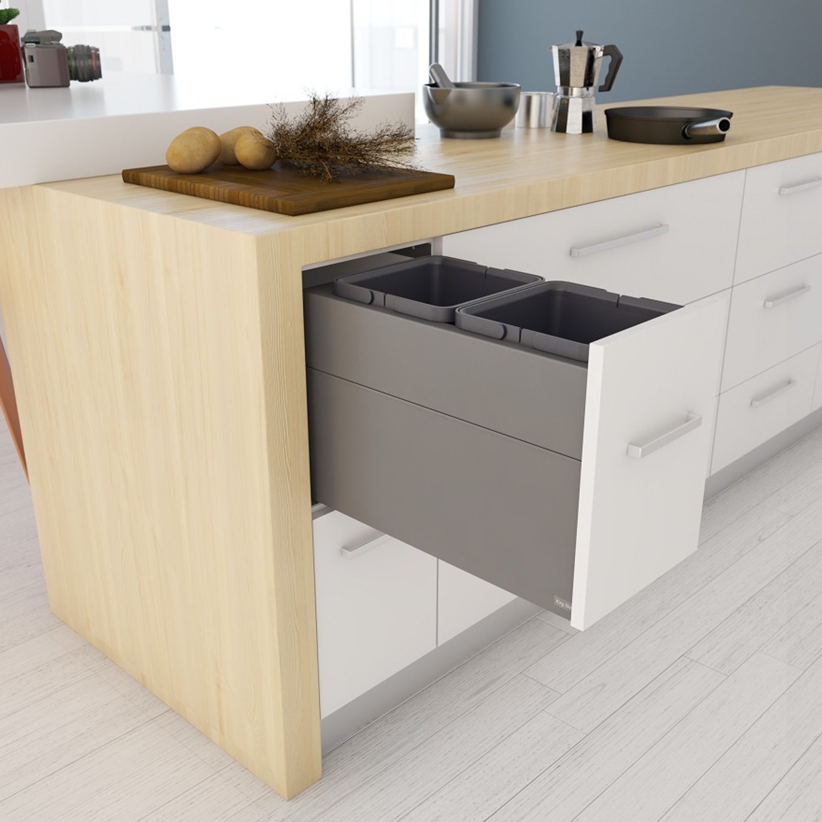 Tanova Designer Series 2 Pull Out Kitchen Bin ArchiPro NZ
