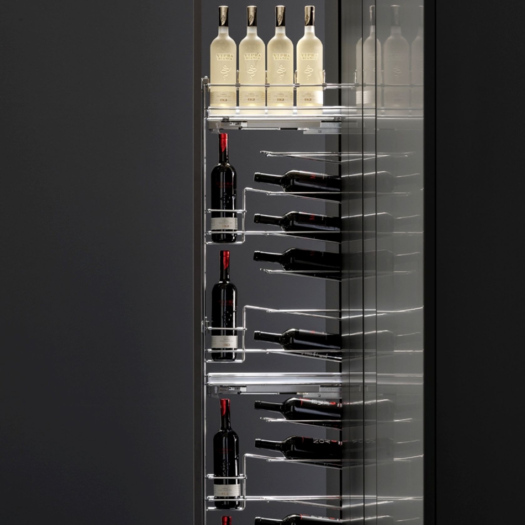 VIBO Pullout Bottle Rack 150 Cabinet - Galaxy Chrome gallery detail image