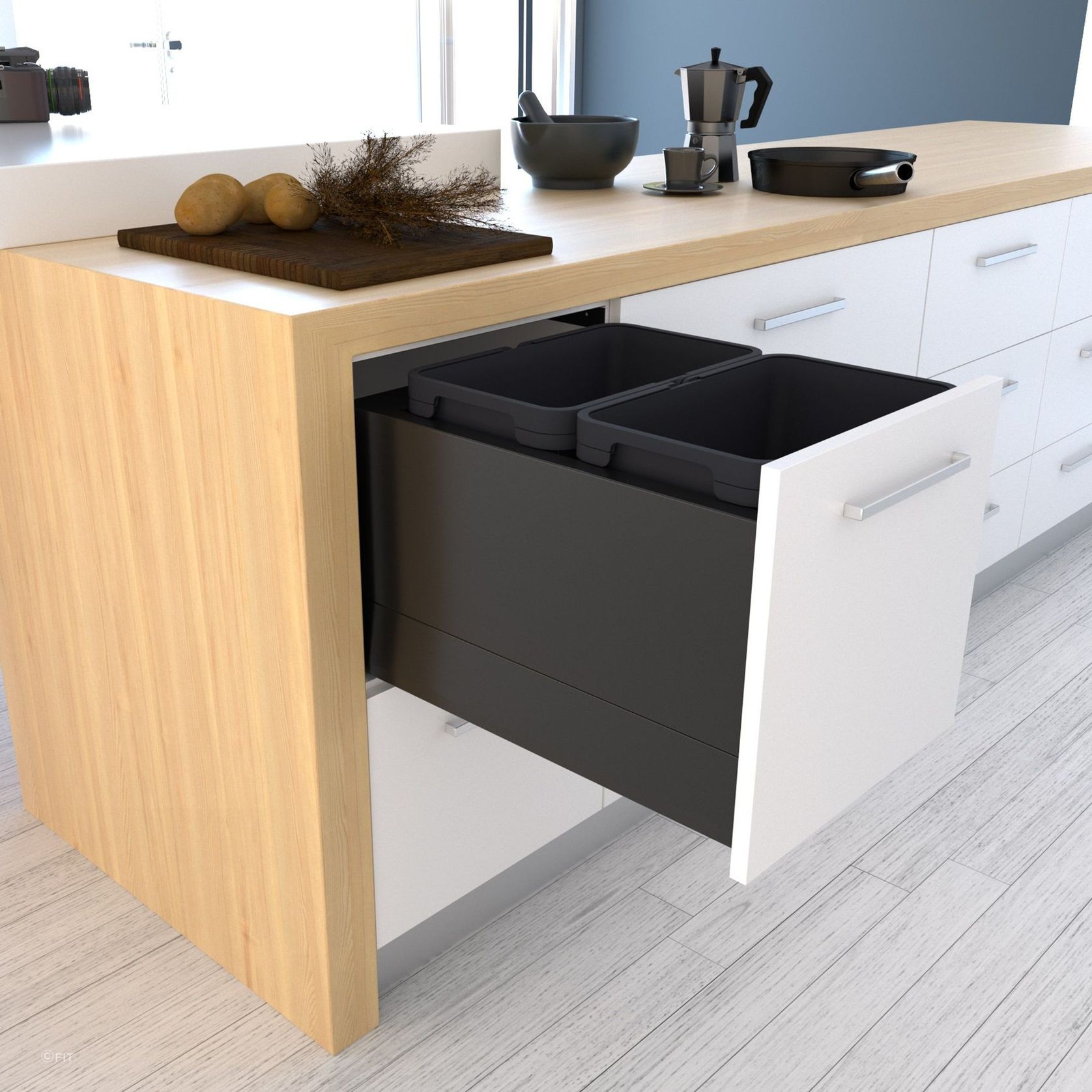 Tanova FLEX Kitchen Bin Solution For Slimline Drawers gallery detail image