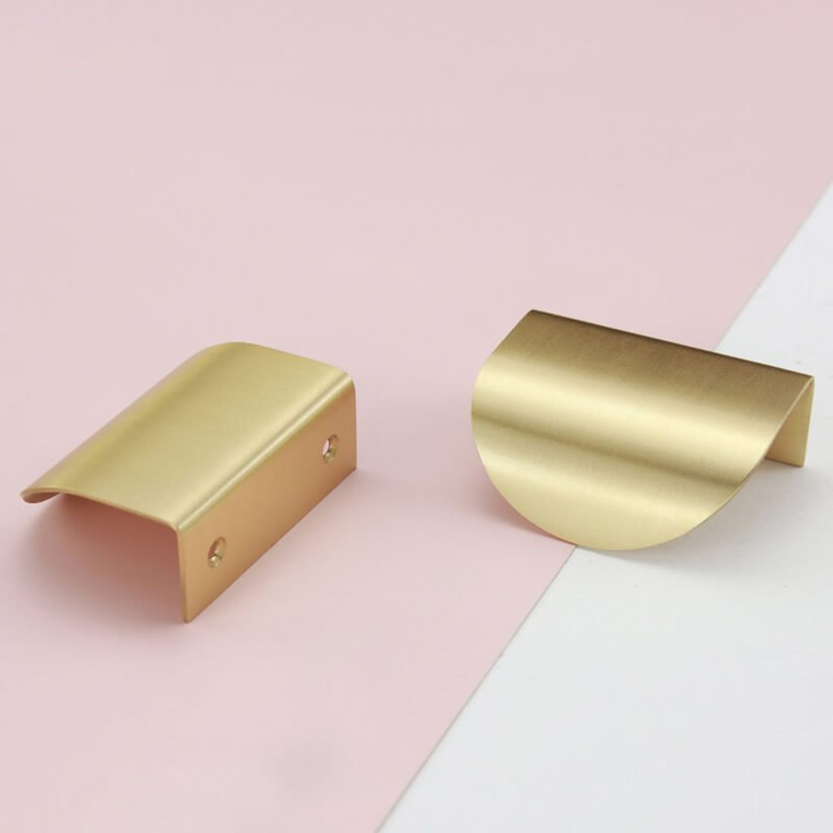 Brass kitchen lip pull handles round gallery detail image