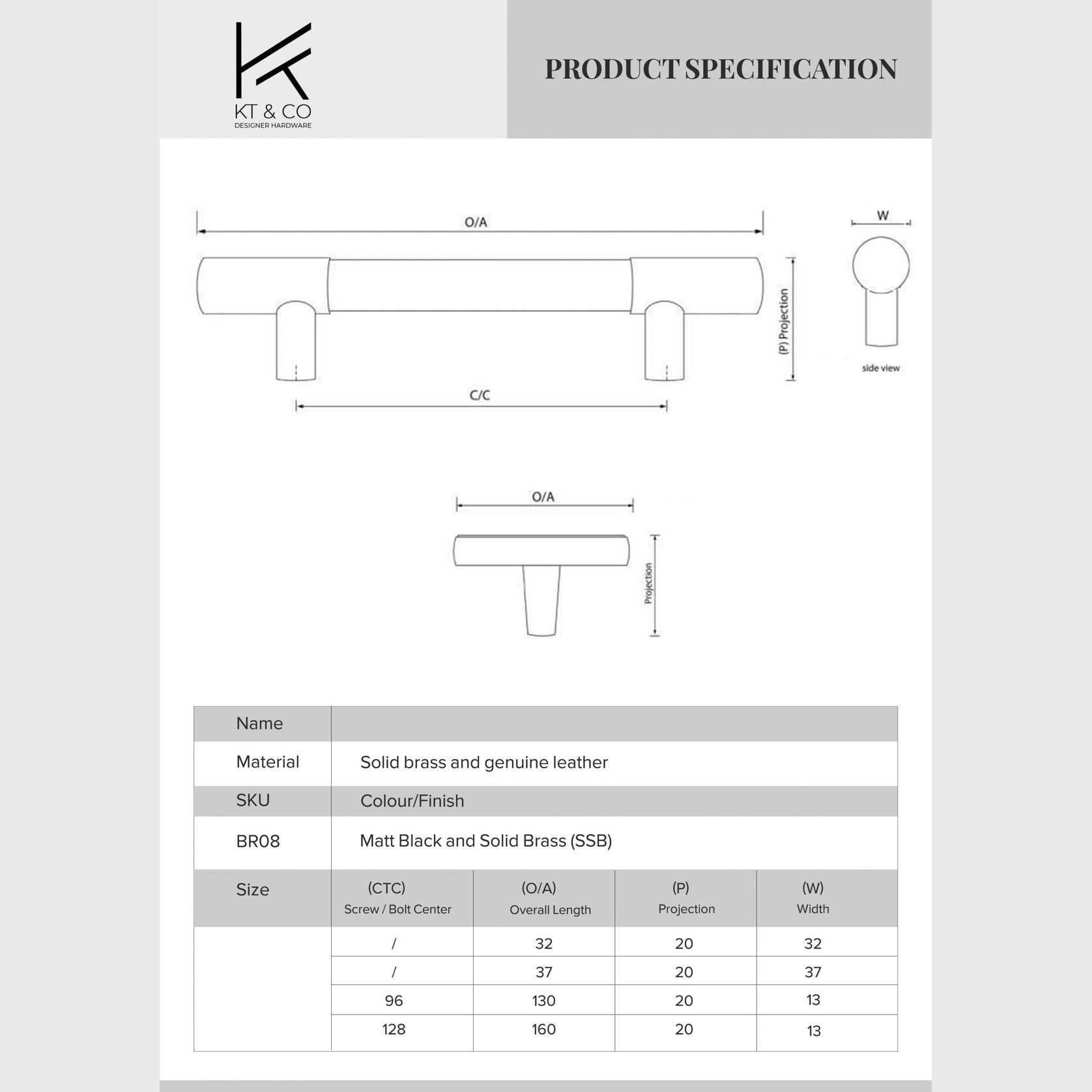 Leather and Solid Brass Drawer Handles gallery detail image