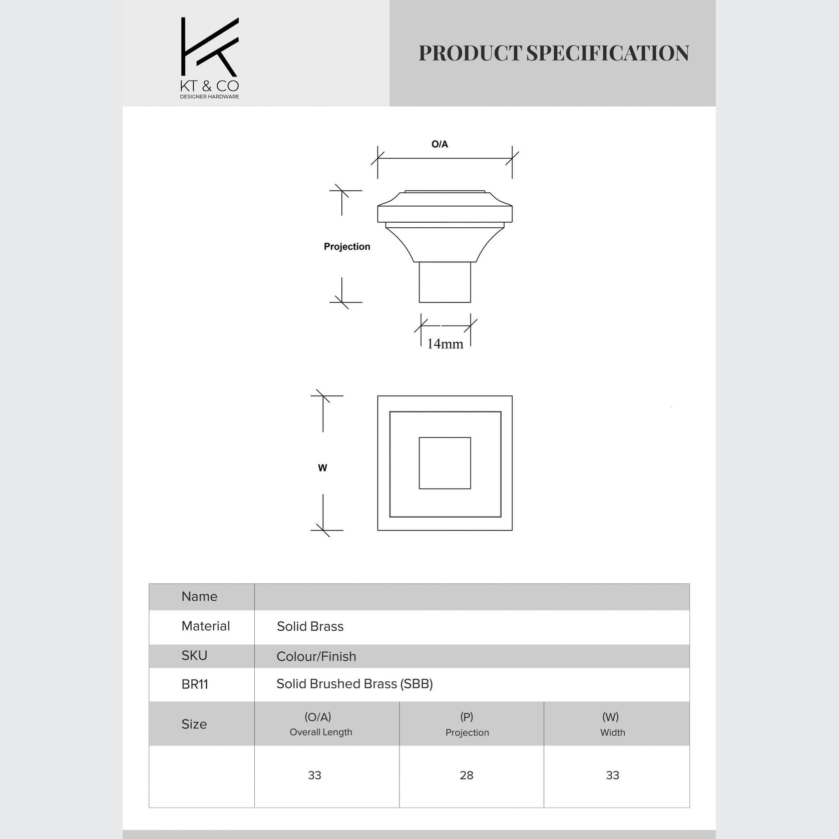 Kitchen drawer knobs square solid brass gallery detail image