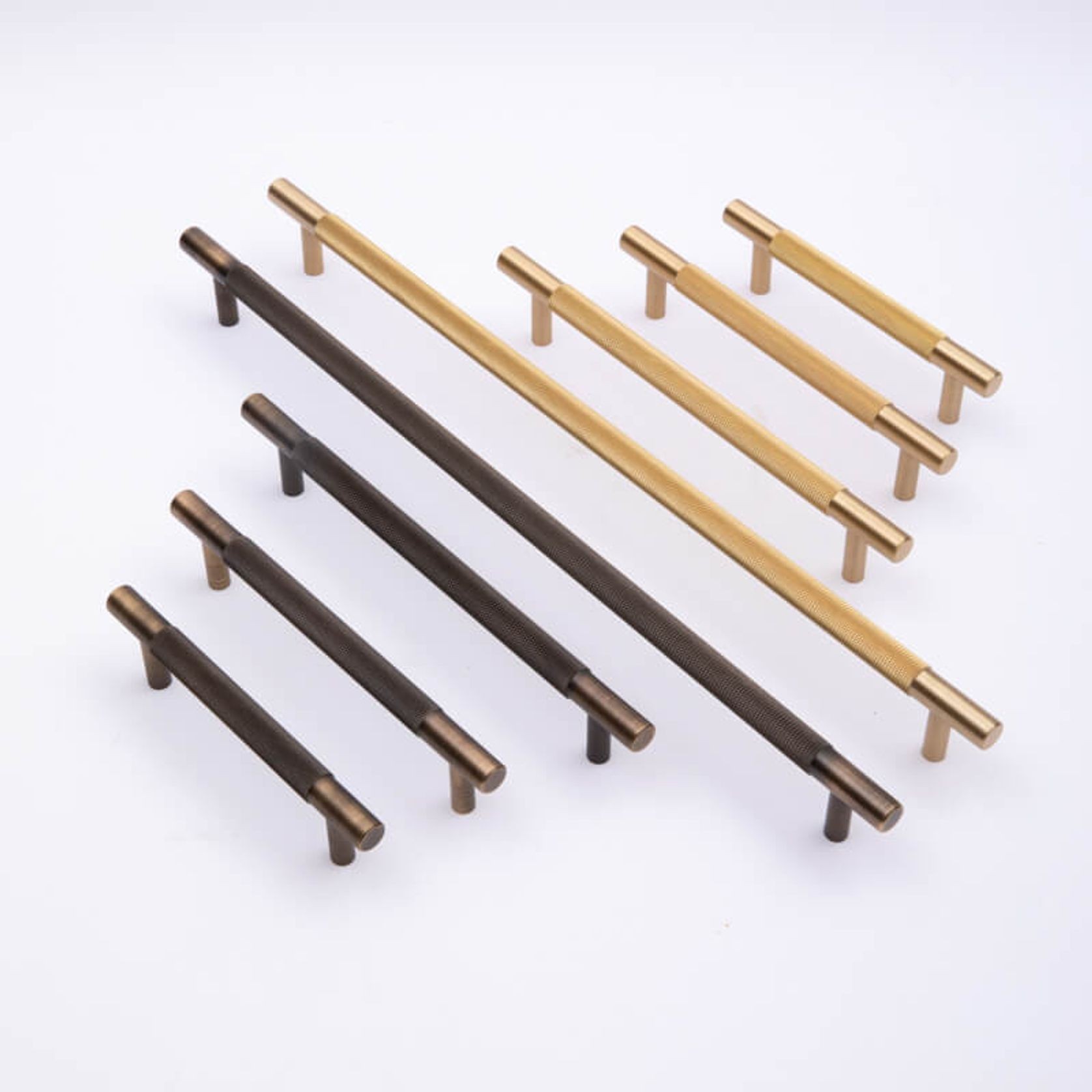 Kitchen Knurled handles solid Brass /aged antique brass Tallow Beach gallery detail image