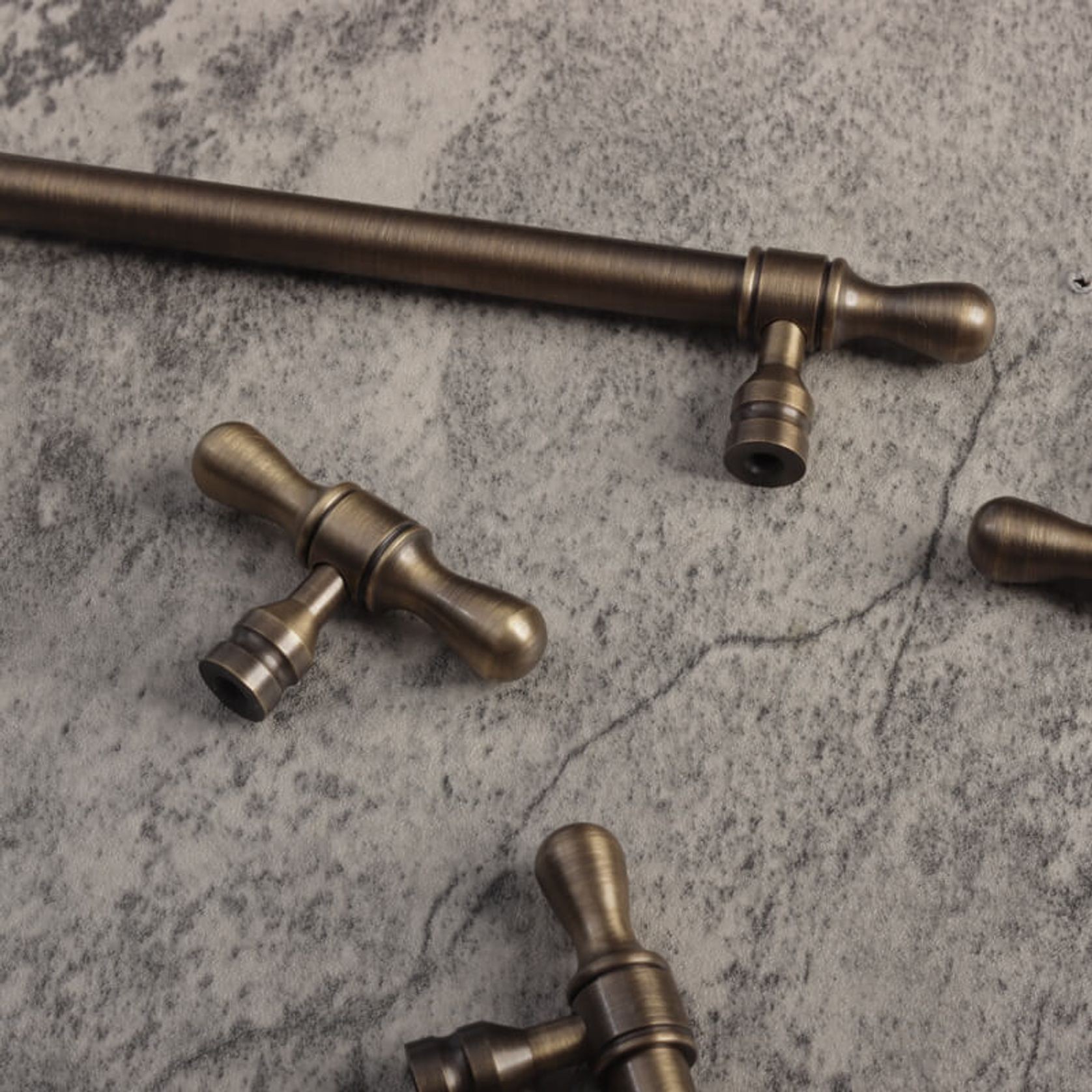 KT&CO Kitchen cabinet handles antique aged brass Clovelly gallery detail image