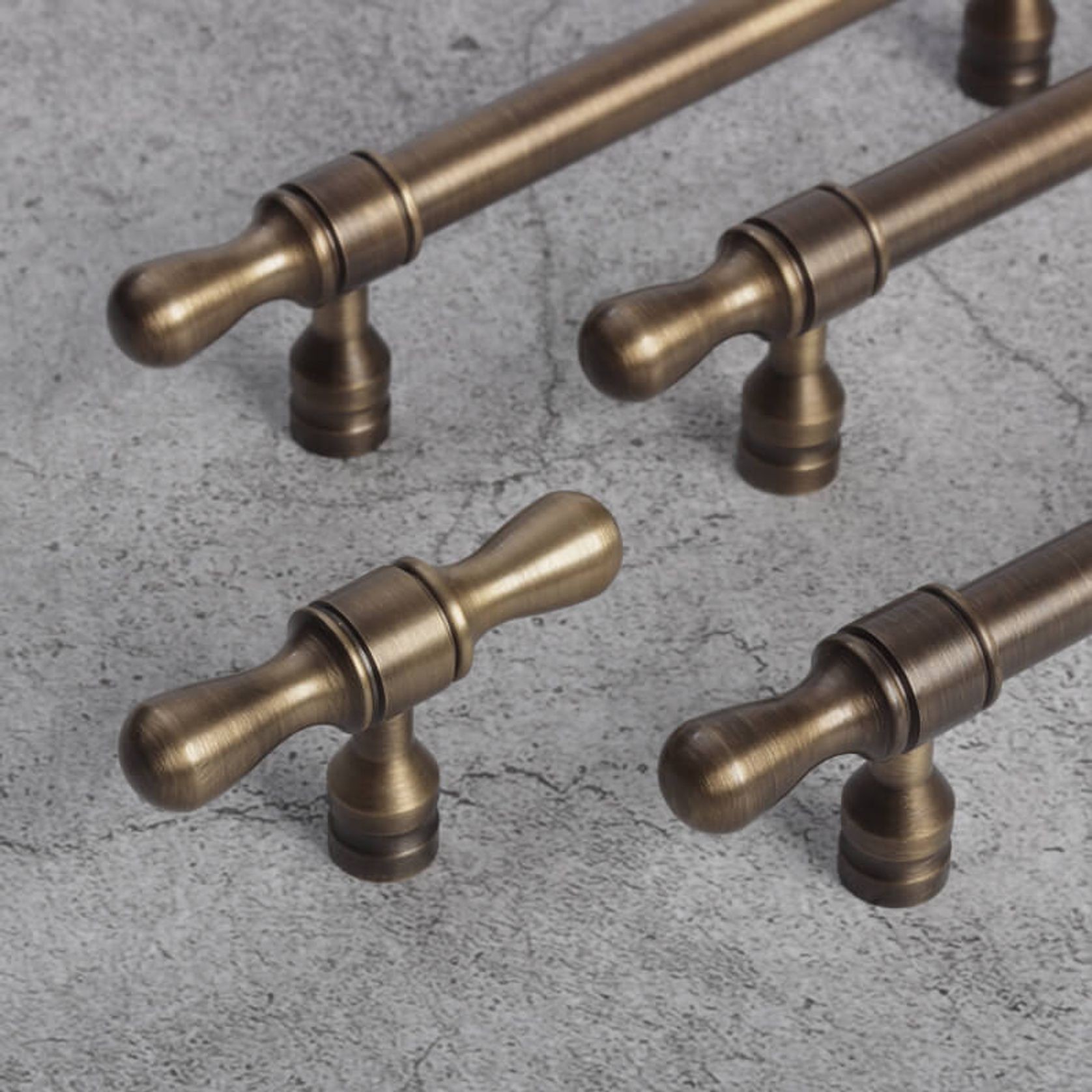 KT&CO Kitchen cabinet handles antique aged brass Clovelly gallery detail image