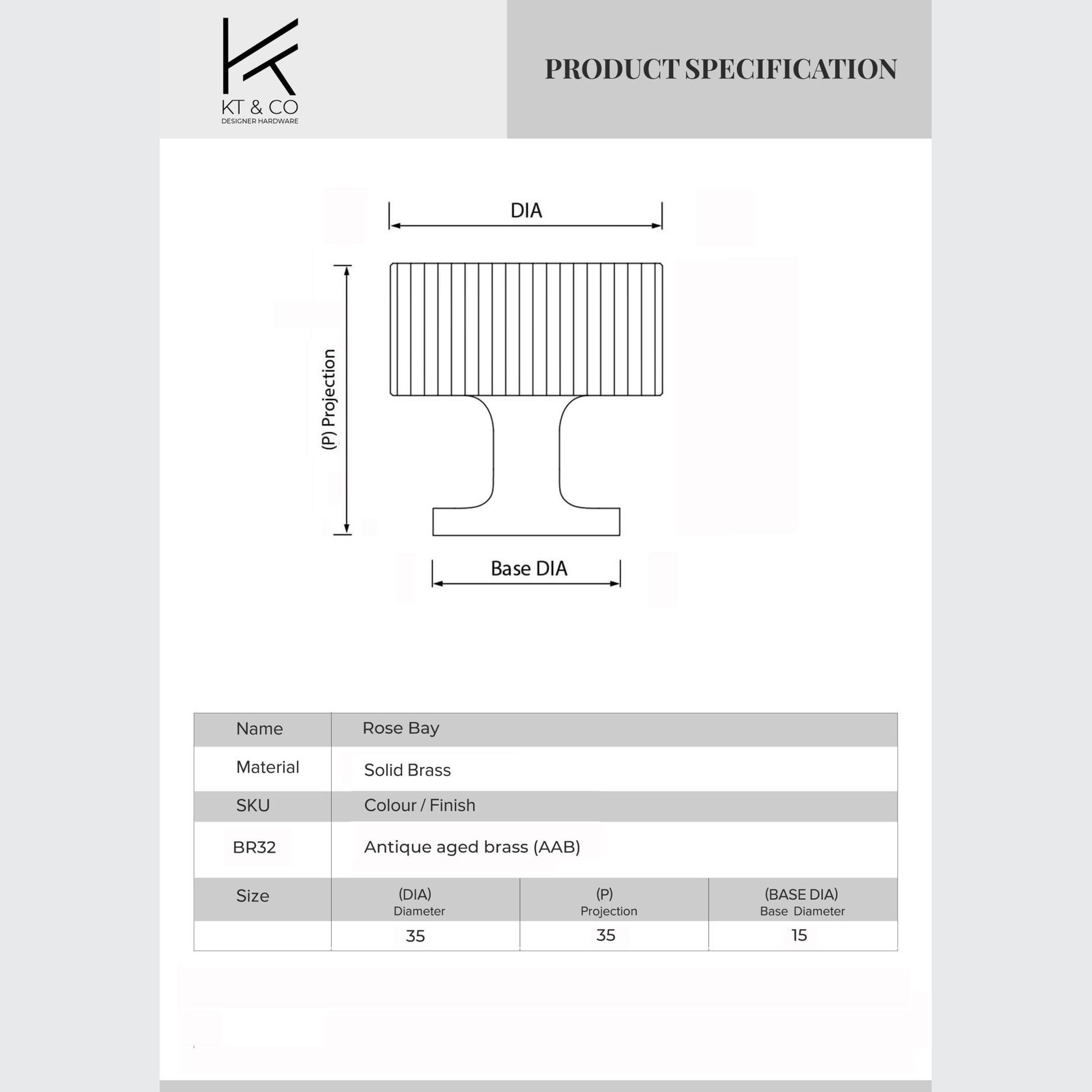KT&CO Kitchen drawer knobs antique aged brass Rose Bay gallery detail image