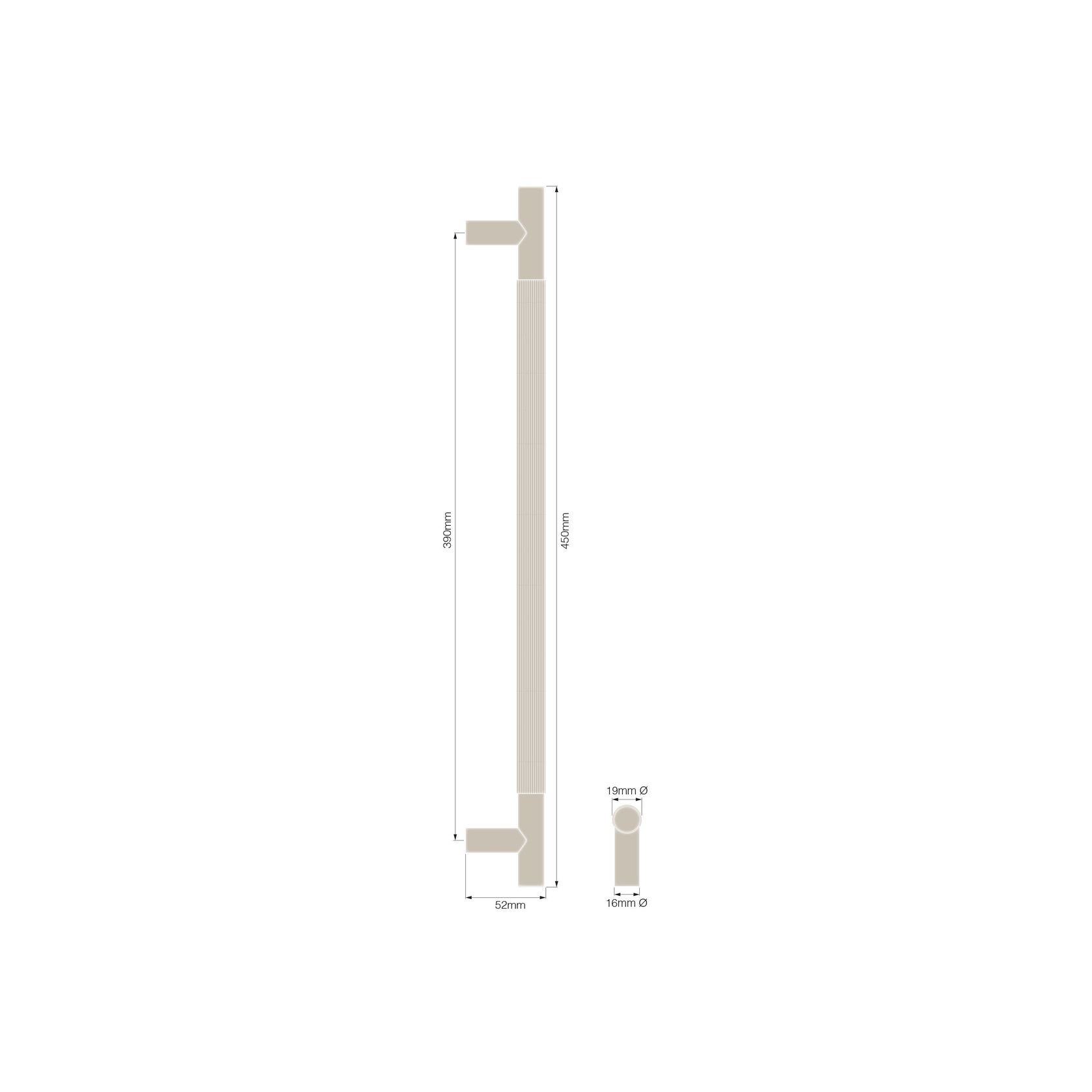 Textured Solid Brass Pull Handle - Linear Knurled gallery detail image