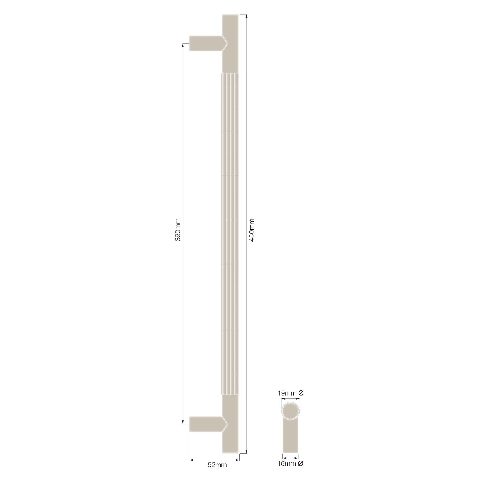 Textured Solid Brass Pull Handle - Linear Knurled gallery detail image