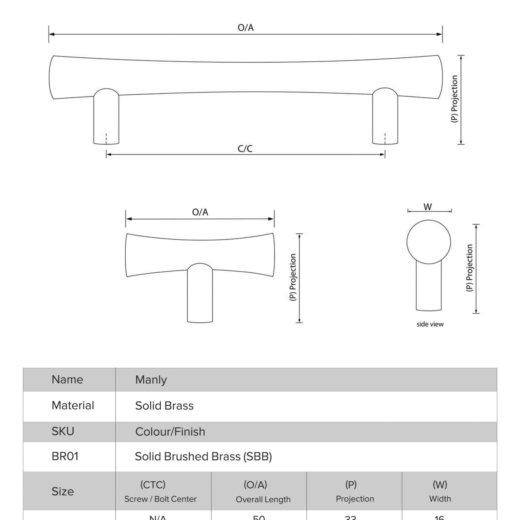 kitchen drawer handles Manly solid brass gallery detail image