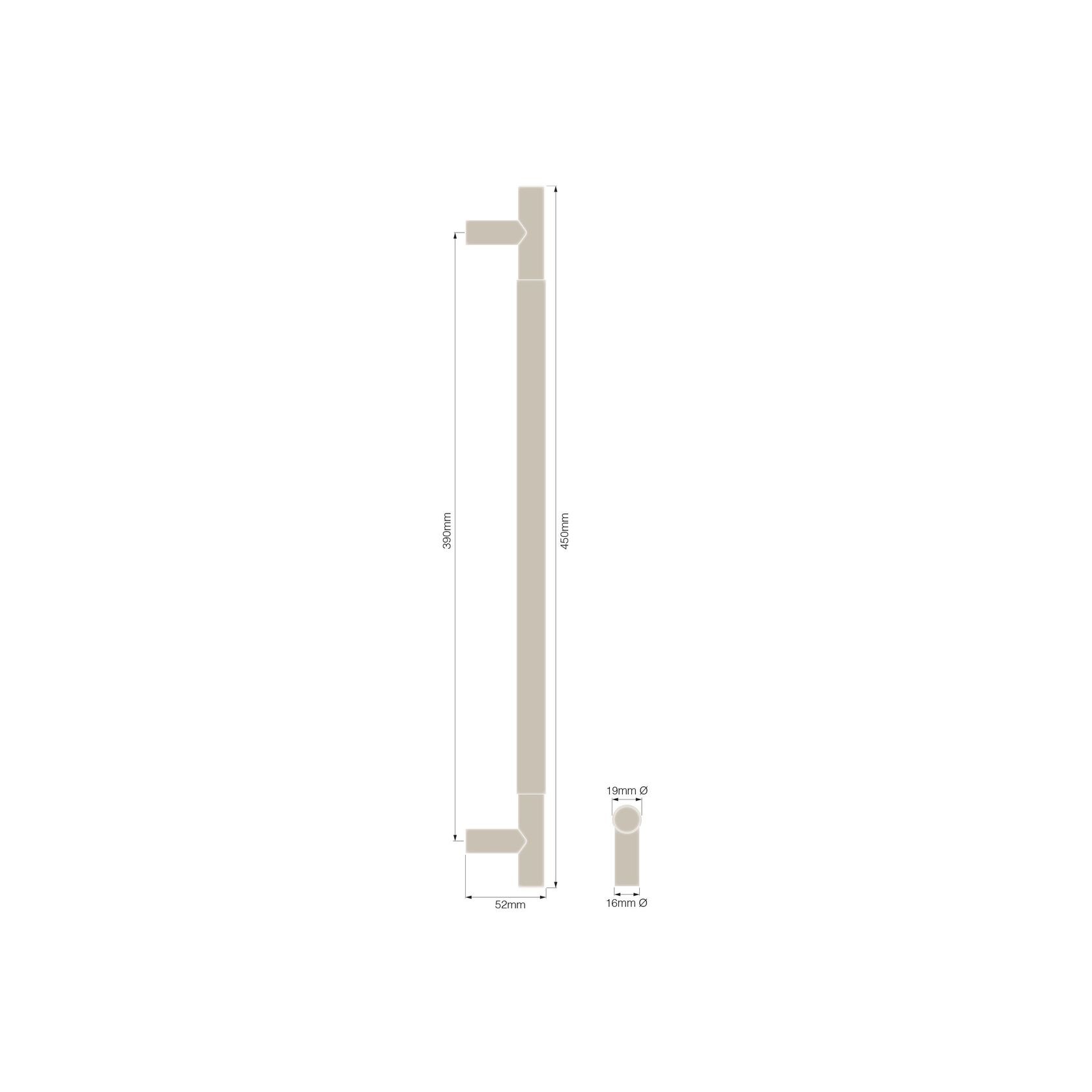 Textured Solid Brass Pull Handle - Plain gallery detail image