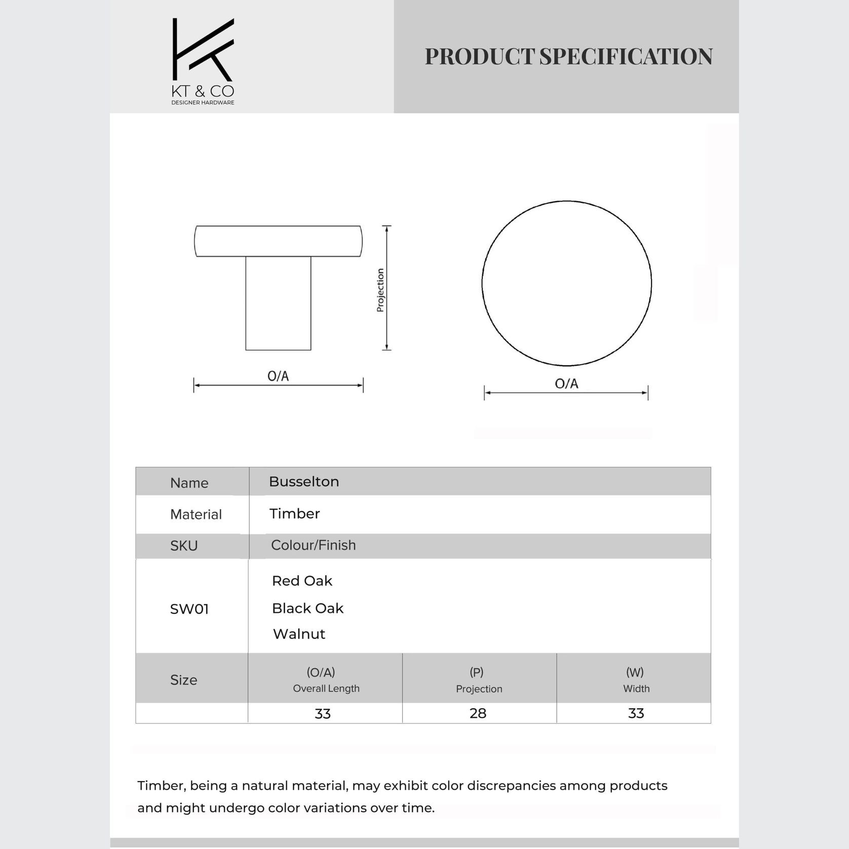 Busselton Round Natural Wood Kitchen Knobs gallery detail image