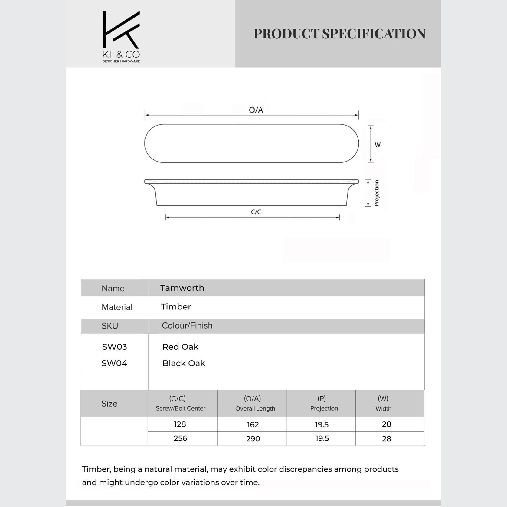 Tamworth Natural Timber Drawer Pull Handles gallery detail image