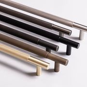 Textured Solid Brass Pull Handle - Linear Knurled gallery detail image