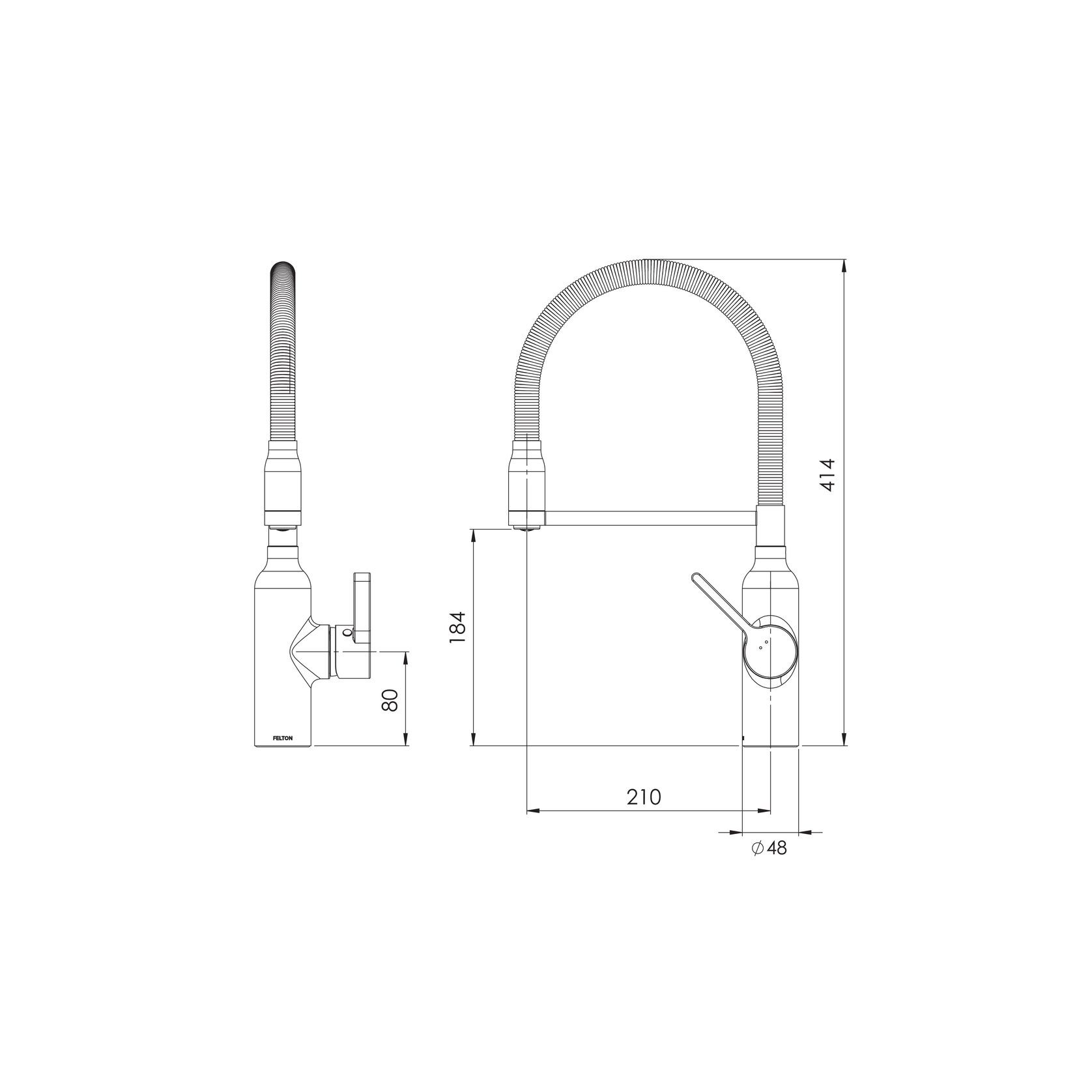 Bex All Pressure Pull Down Sink Mixer Nickel / Black gallery detail image