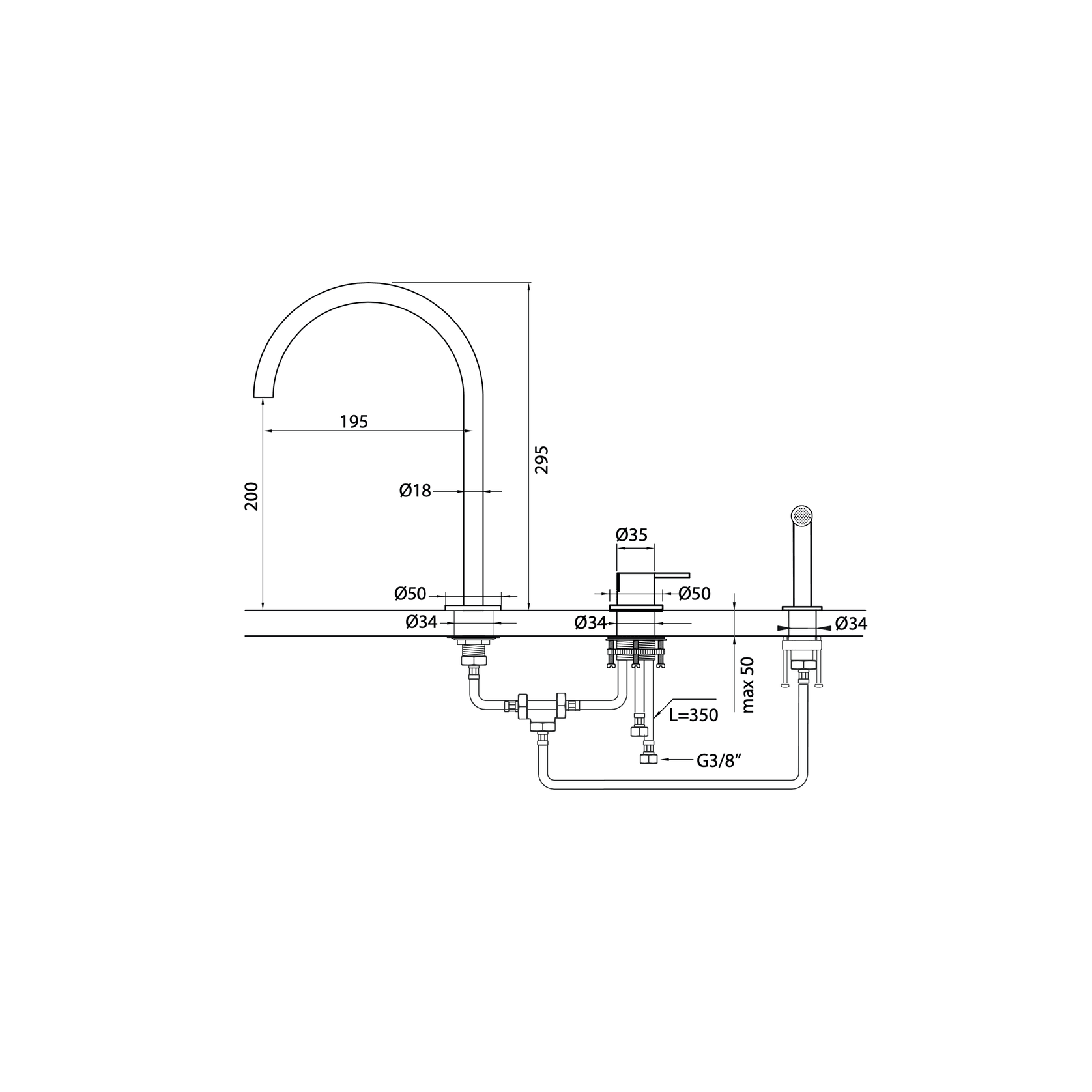 Antonio Frattini DOC18 Kitchen Tap with Hand Sprayer gallery detail image