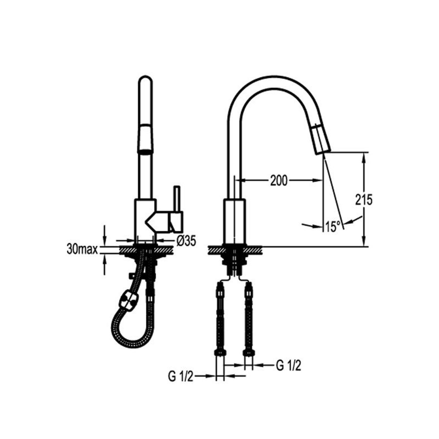 Elisa Kitchen Gooseneck Extractable Mixer Chrome gallery detail image