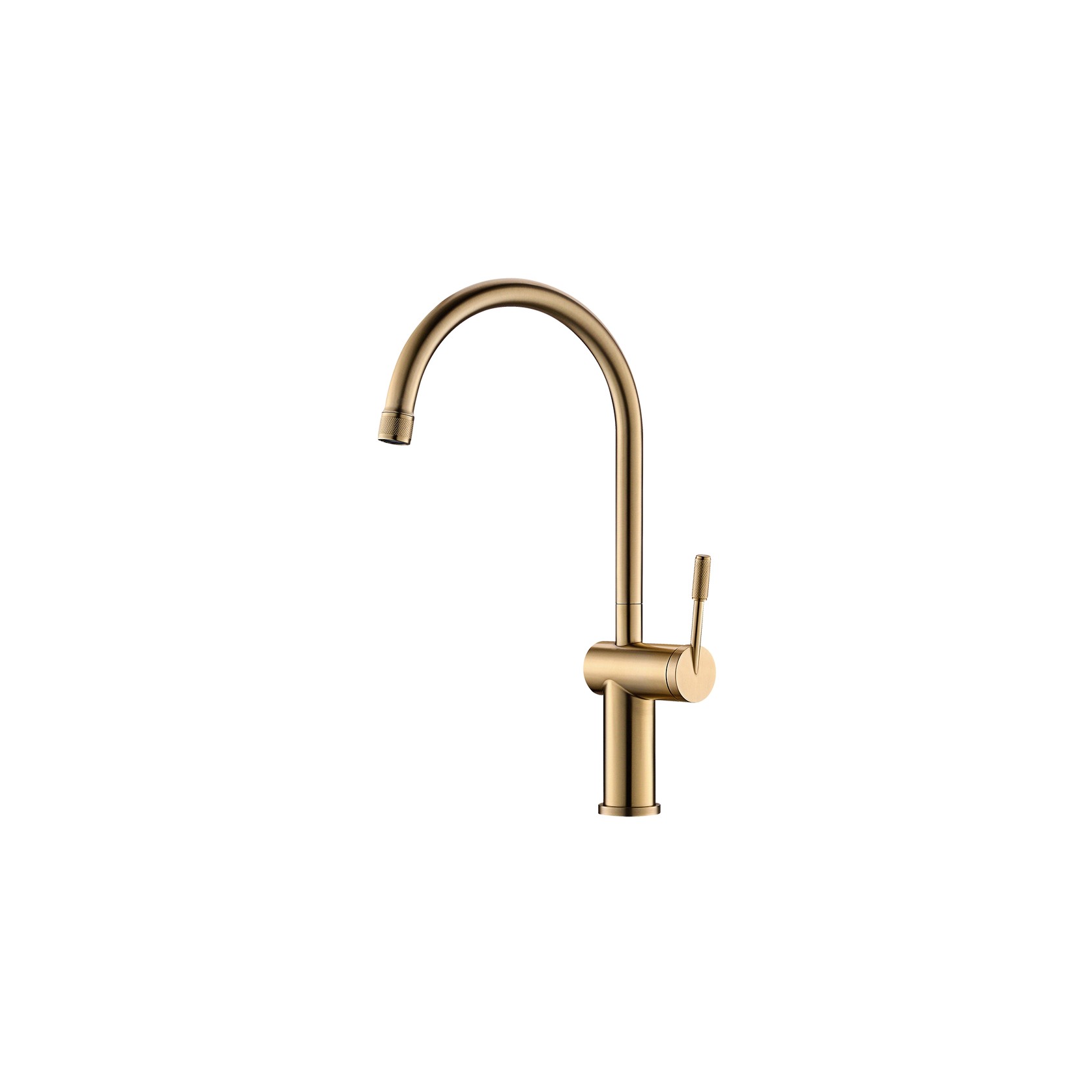 Rivet Gooseneck Kitchen Mixer Brushed Brass gallery detail image