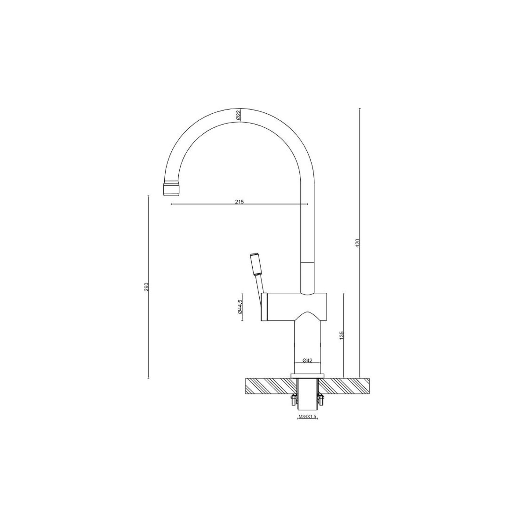 Rivet Gooseneck Kitchen Mixer Gun Metal gallery detail image