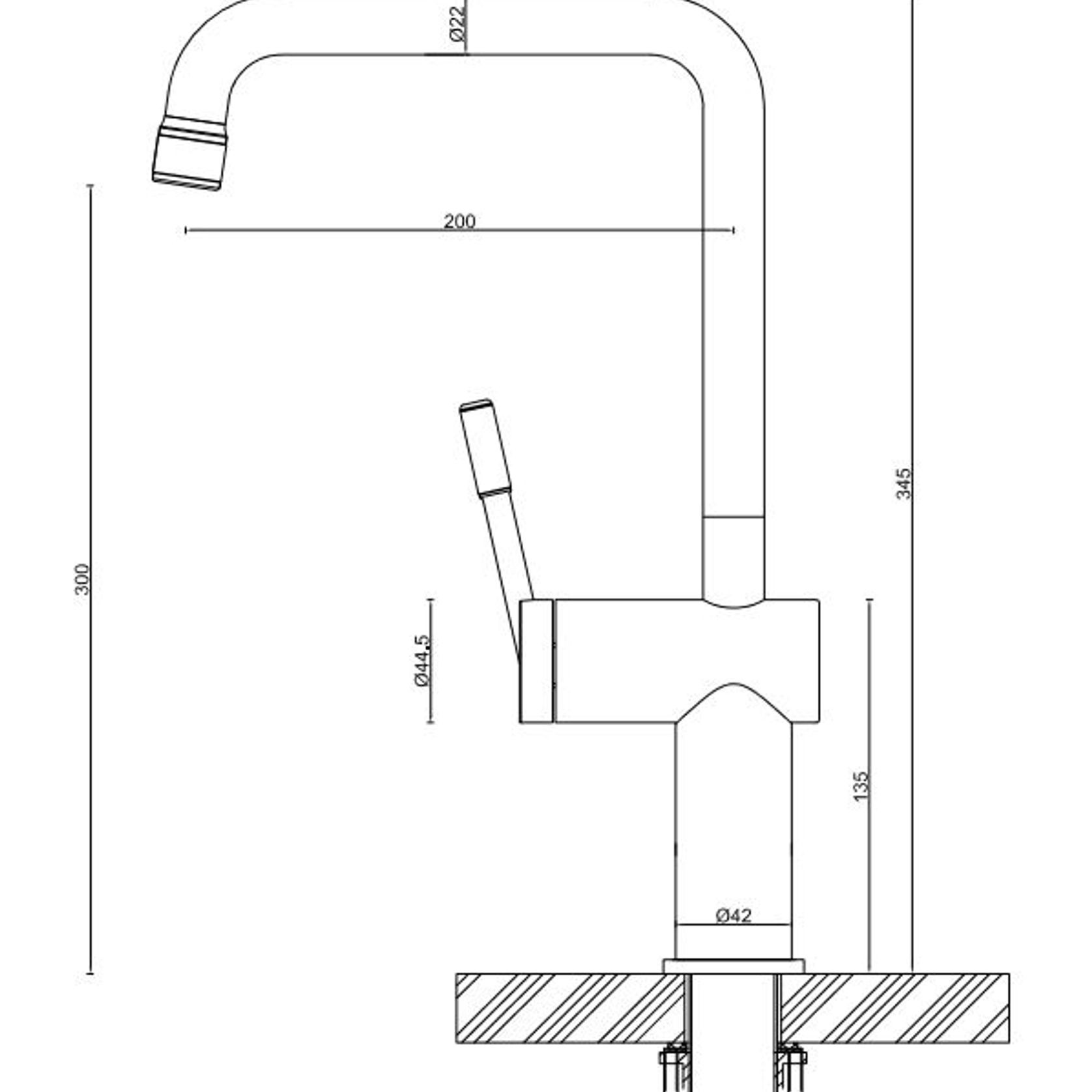 Rivet Straight Neck Kitchen Mixer Matte Black gallery detail image