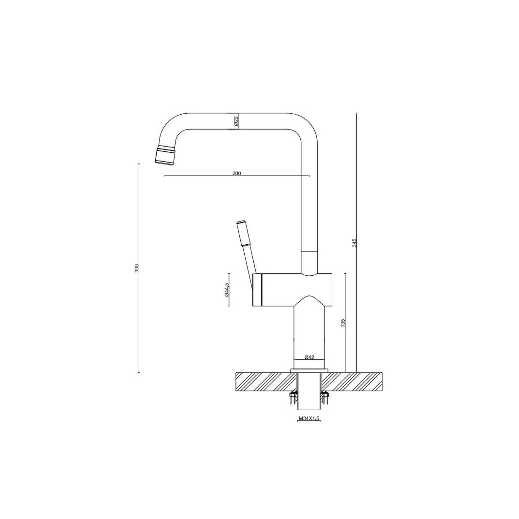 Rivet Straight Neck Kitchen Mixer Matte Black gallery detail image