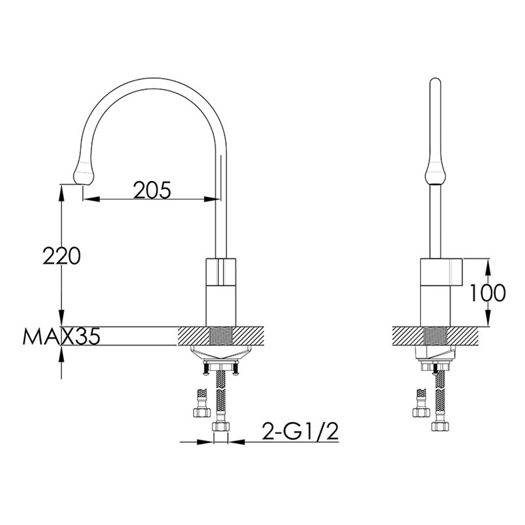 Orbit Gooseneck Kitchen Mixer Chrome gallery detail image