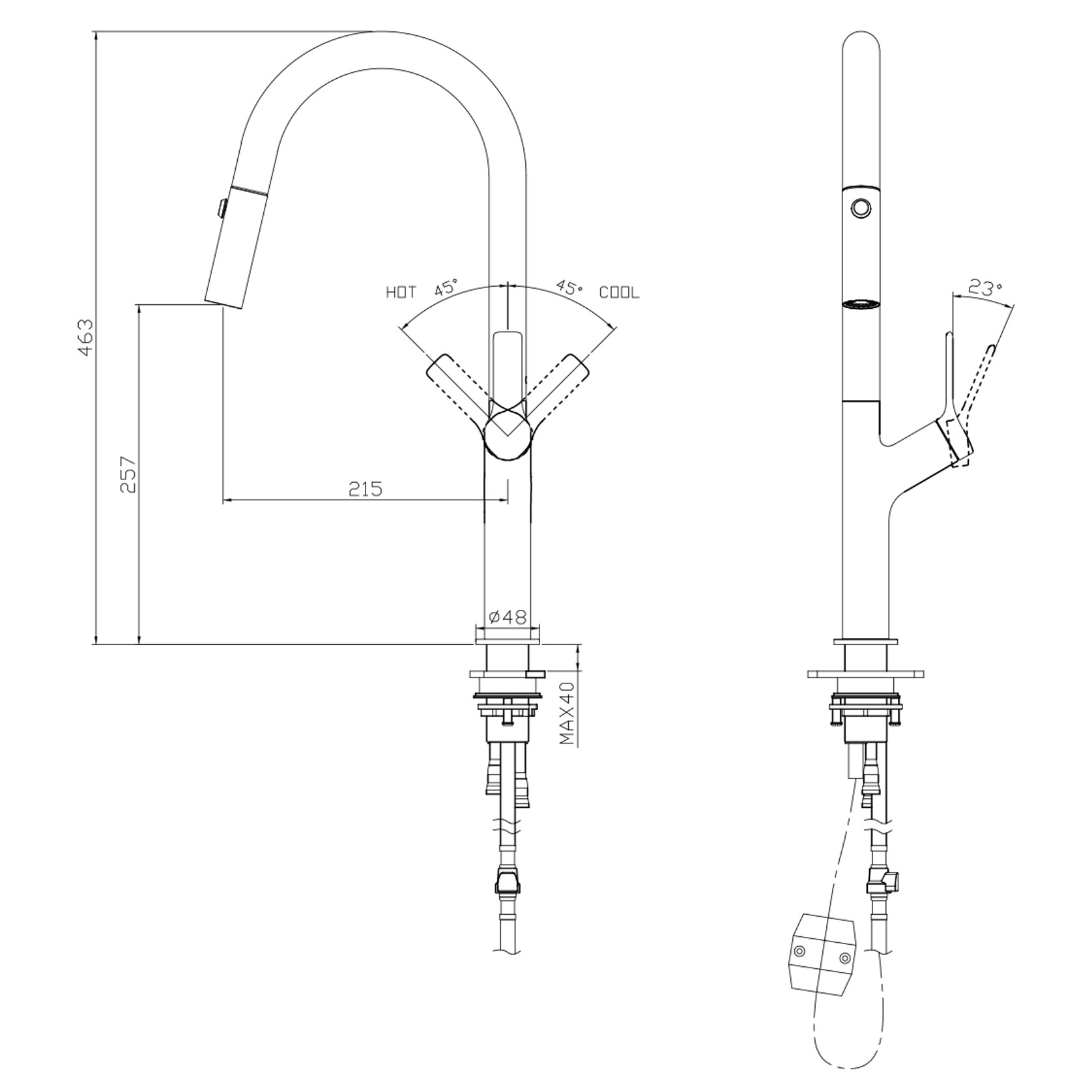 Muse Extractable Kitchen Mixer Brushed Stainless gallery detail image