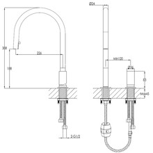 Doppia Extractable Kitchen Mixer Brushed Nickel gallery detail image