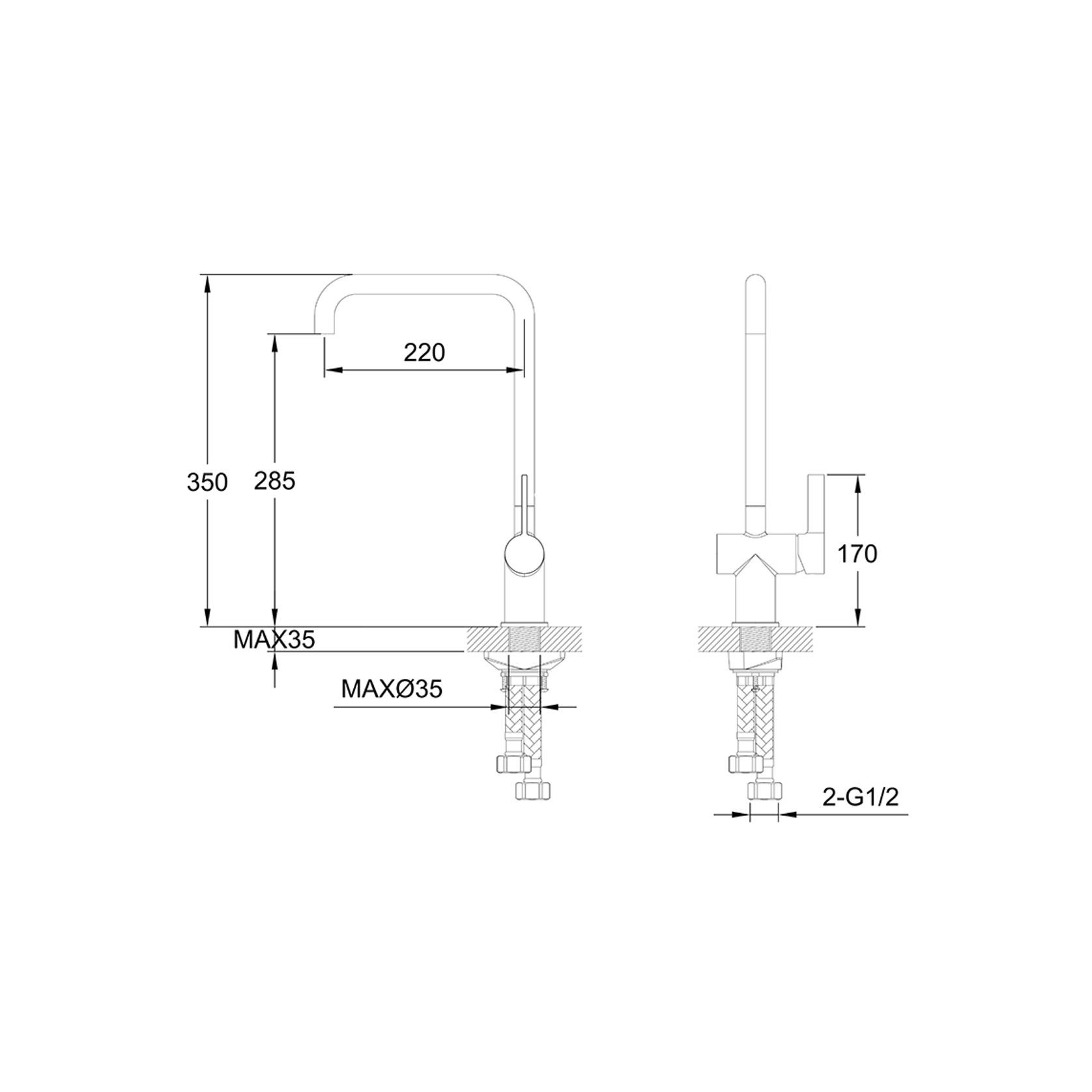 Urban Straight Neck Kitchen Mixer Brushed Stainless gallery detail image