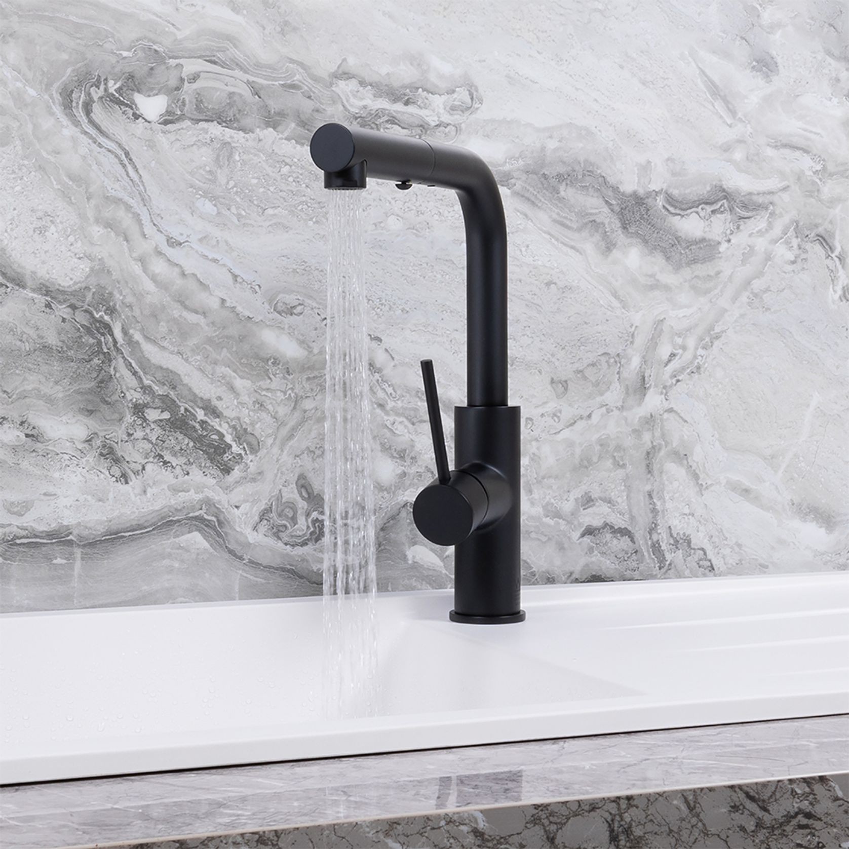Nisa Square Pull Out Mixer Matte Black gallery detail image