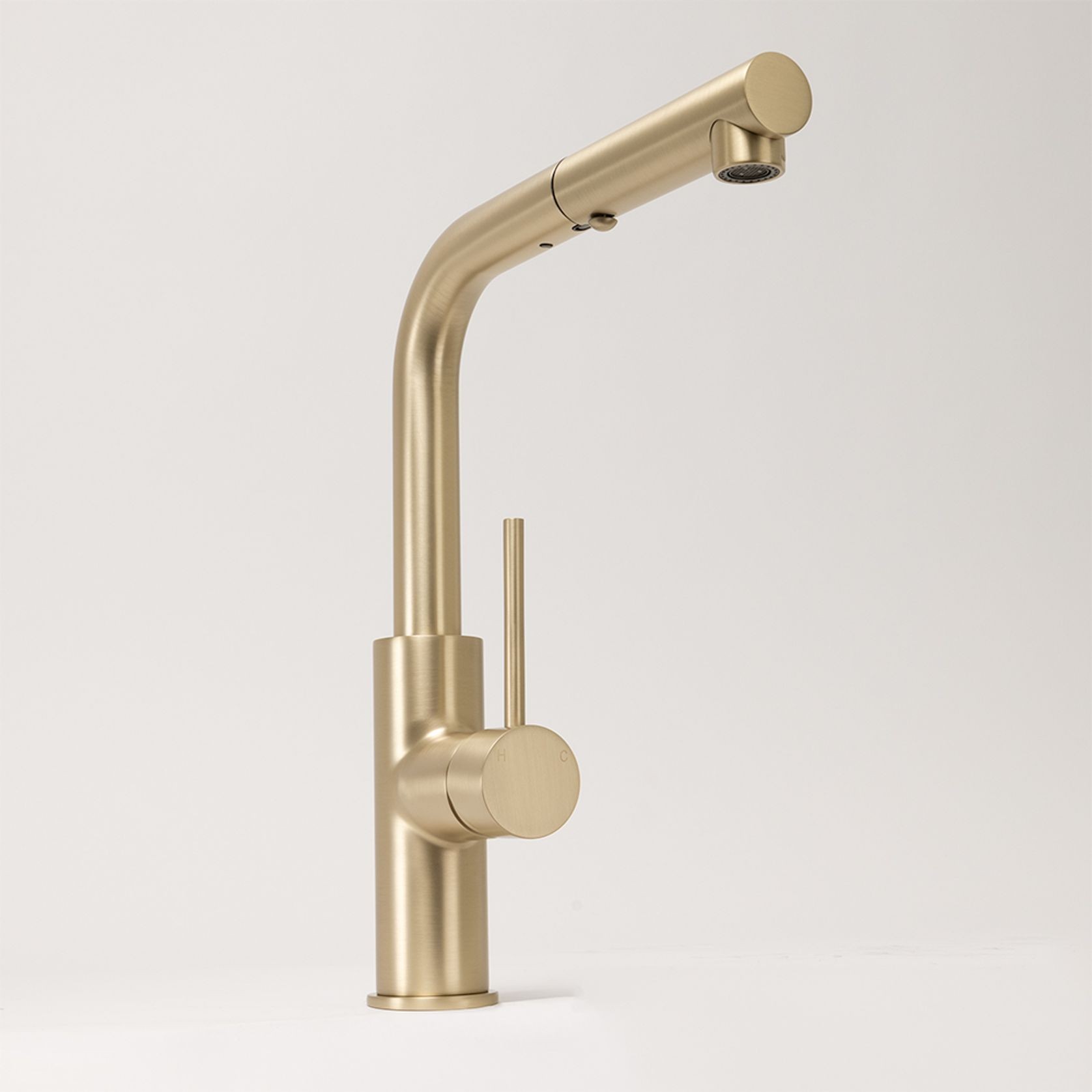 Nisa Square Pull Out Mixer Brushed Brass Gold gallery detail image