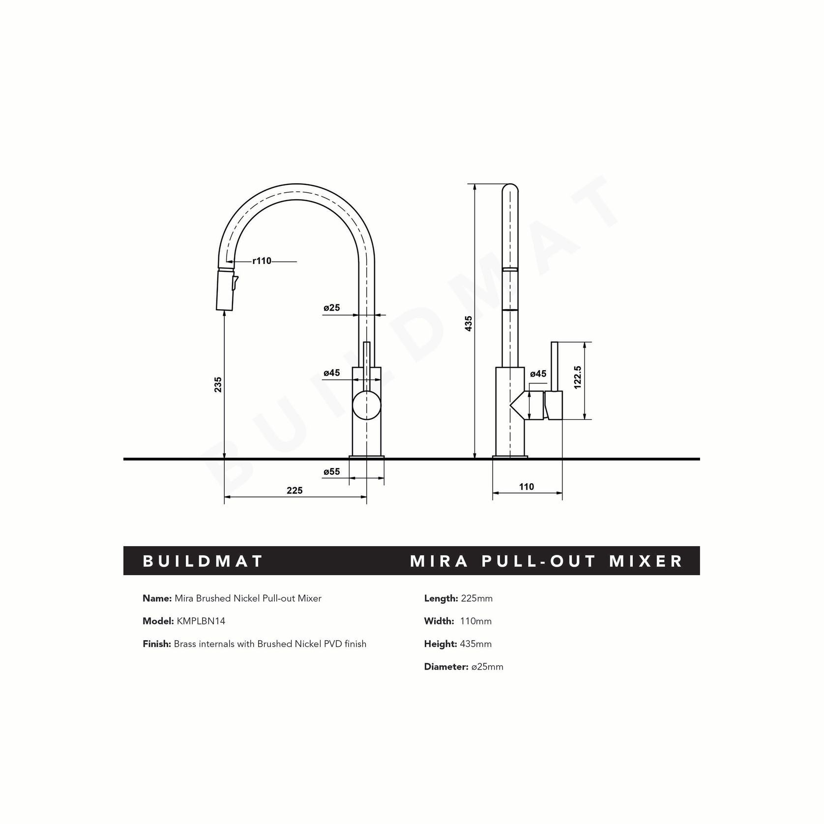 Mira Brushed Nickel Pull Out Mixer gallery detail image