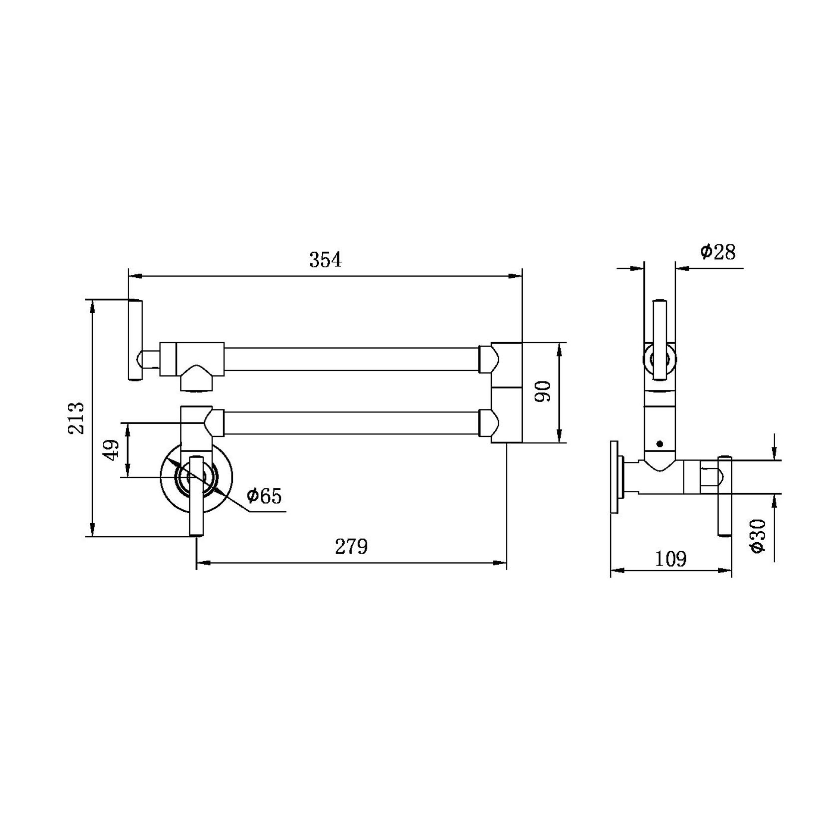 Zen 316L Stainless Steel Pot Filler | Brushed Nickel gallery detail image