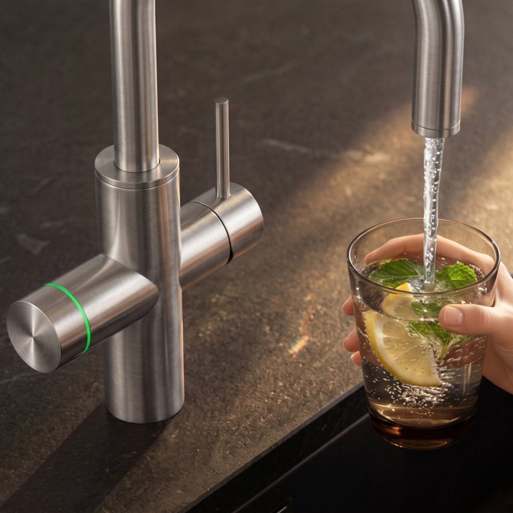 Oli Prism Multifunction Kitchen Mixer Round Spout Brush gallery detail image