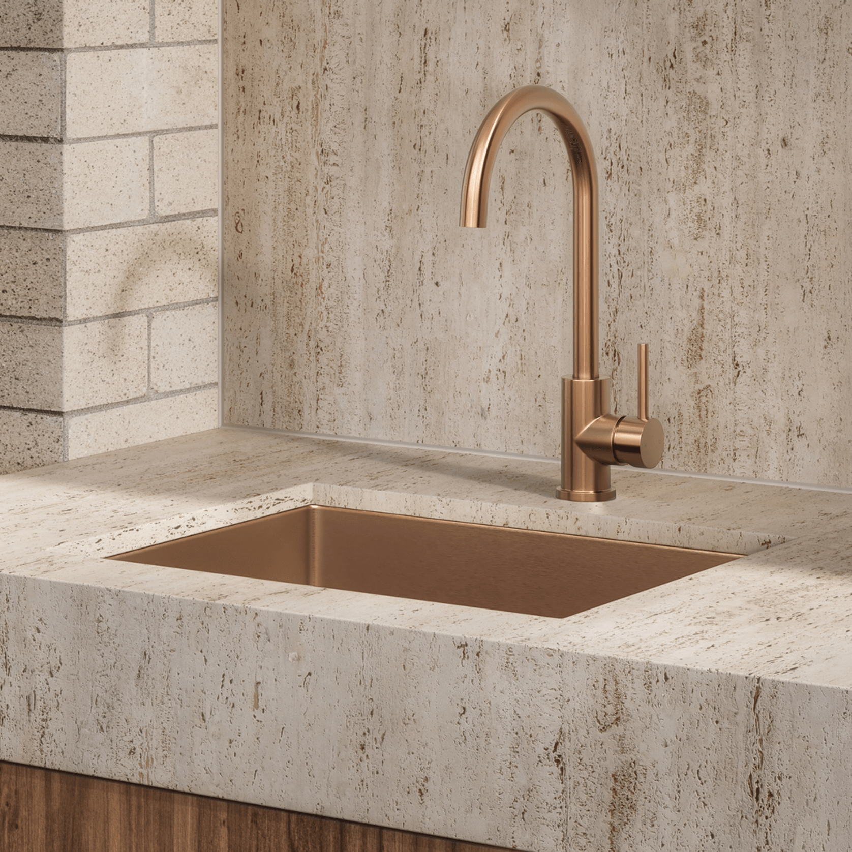 Sola Outdoor Kitchen Mixer | Brushed Copper gallery detail image