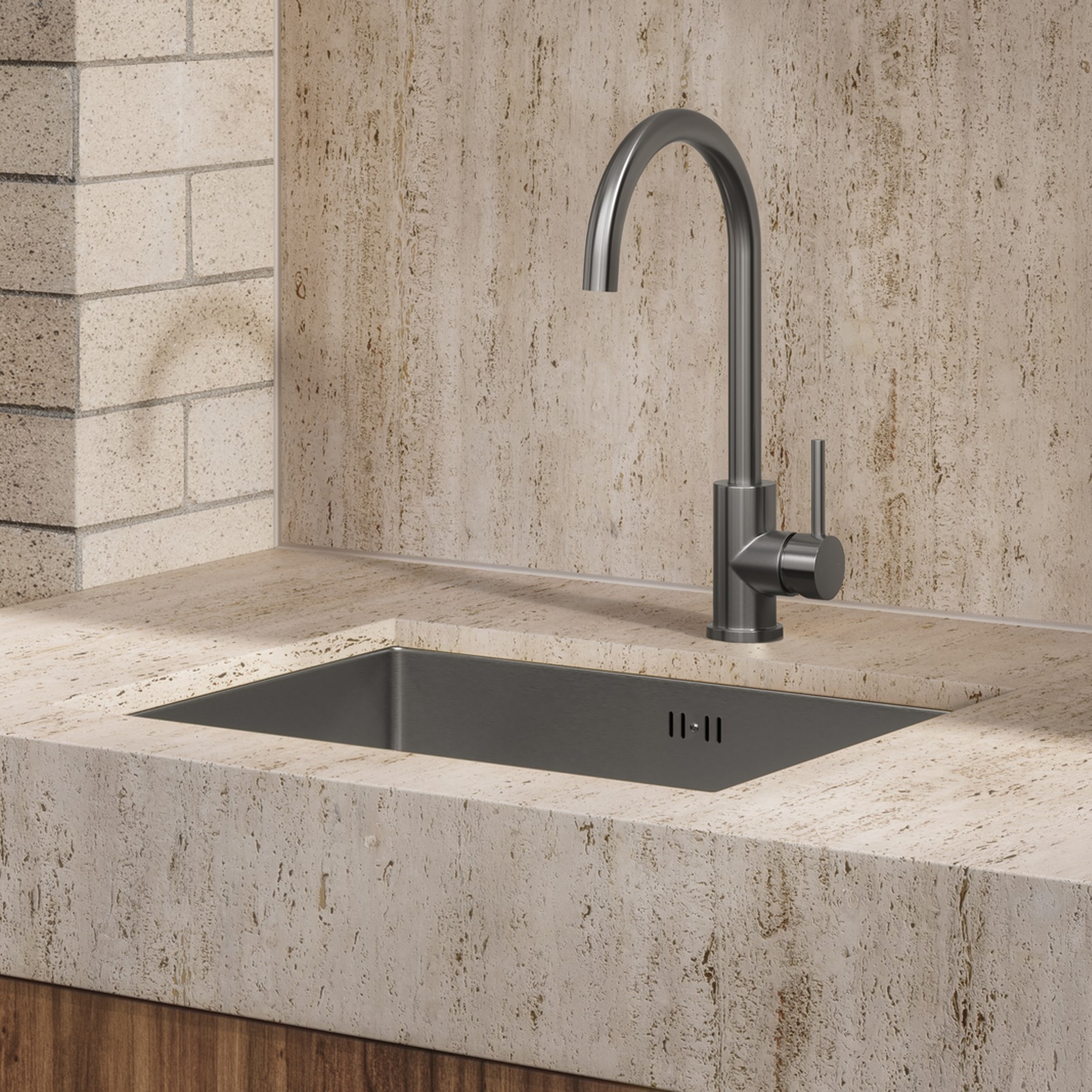 Sola Outdoor Kitchen Mixer | Brushed Gunmetal gallery detail image