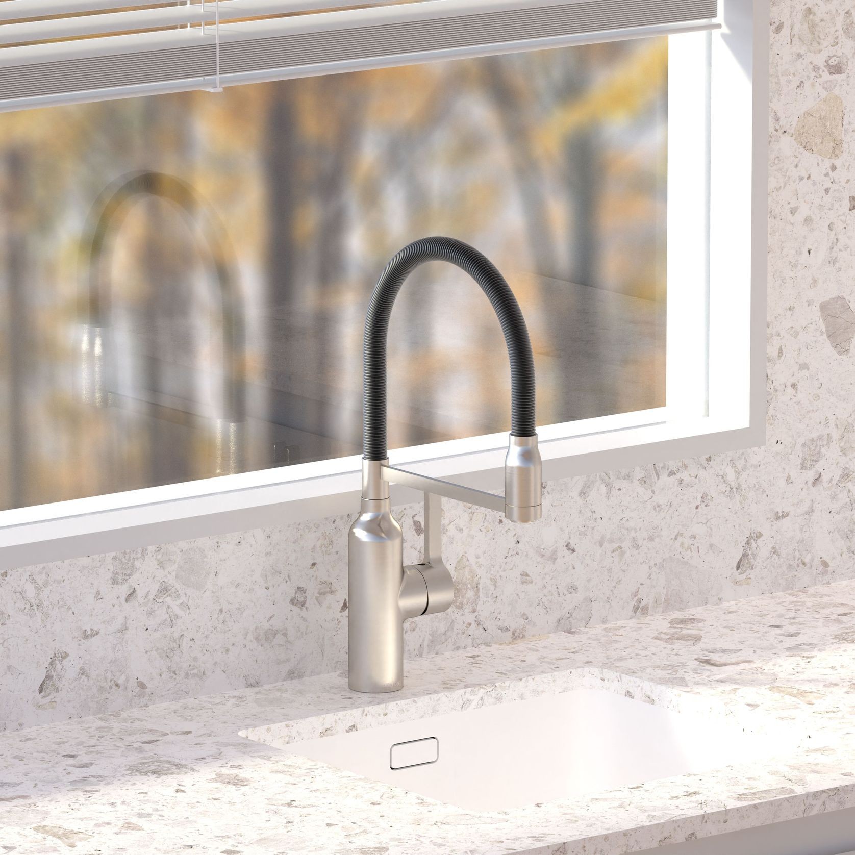 Bex All Pressure Pull Down Sink Mixer Nickel / Black gallery detail image